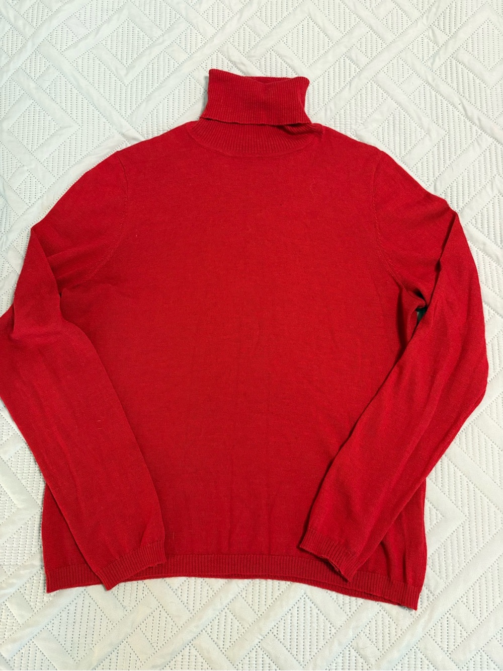 Women’s Pendleton Turtleneck Sweater Red 100% Merino Wool Long Sleeves Classic